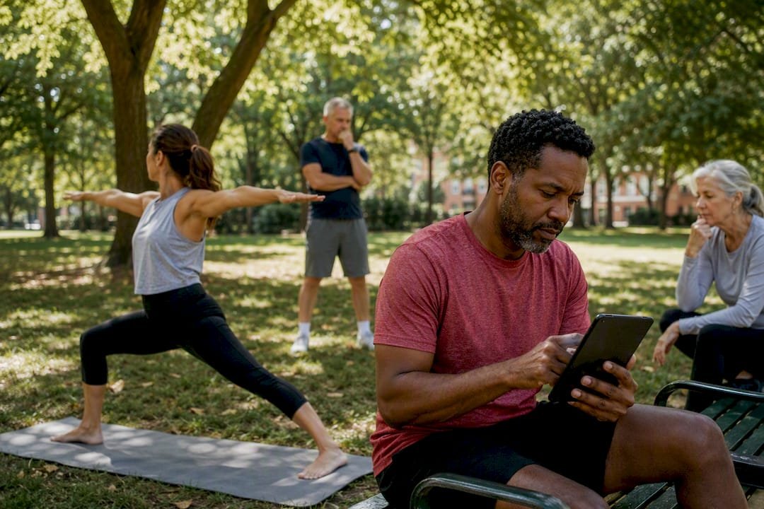 People performing physical and cognitive activities