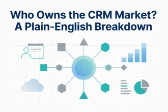 Professional header image for industry analysis: Who Owns the CRM Market? A Plain-English Breakdown