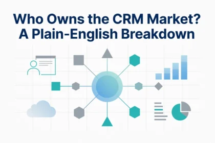 Professional header image for industry analysis: Who Owns the CRM Market? A Plain-English Breakdown