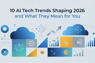 Professional header image for list-based article: 10 AI Tech Trends Shaping 2026 and What They Mean for You