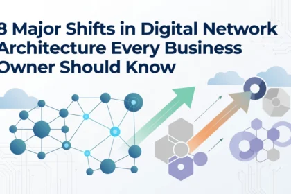 Professional header image for list-based article: 8 Major Shifts in Digital Network Architecture Every Busi...