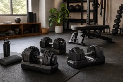 Editorial illustration for Best Adjustable Dumbbells for Home Workouts