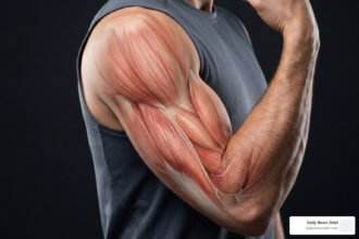 arm anatomy diagram showing biceps and triceps heads