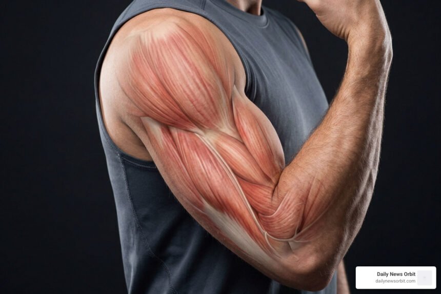 arm anatomy diagram showing biceps and triceps heads